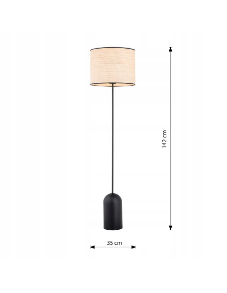 Lampa podłogowa ASPEN LP1 - nowoczesna, rattanowa, czarna lampa do salonu i biura, minimalistyczny design, 142 cm