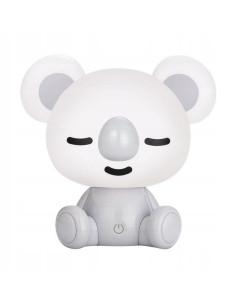 Lampka nocna KOALA z LED, biała i szara, dziecięca lampka stołowa z przymkniętymi oczami, 3W, 93 lumeny.
