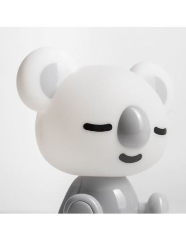 Lampka nocna KOALA z LED, biała i szara, dziecięca lampka stołowa z przymkniętymi oczami, 3W, 93 lumeny.