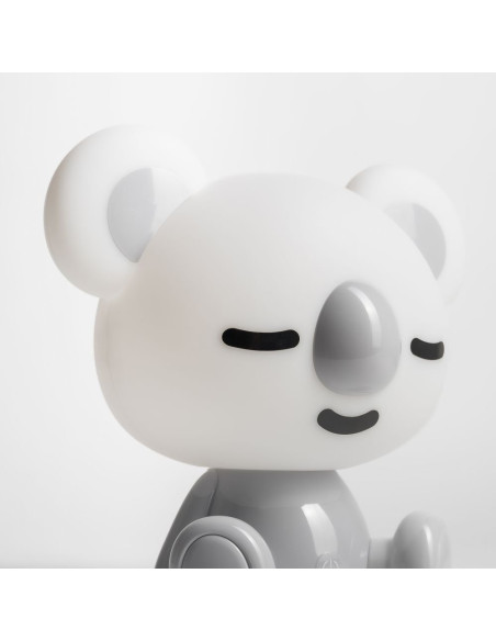 Lampka nocna KOALA z LED, biała i szara, dziecięca lampka stołowa z przymkniętymi oczami, 3W, 93 lumeny.