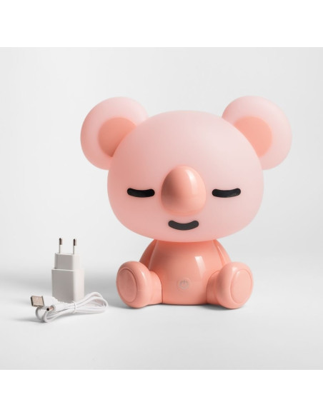 Lampka nocna KOALA w delikatnym różowym kolorze - LED 93 lumeny, idealna do pokoju dziecięcego.