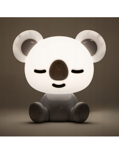 Lampka nocna KOALA z LED, biała i szara, dziecięca lampka stołowa z przymkniętymi oczami, 3W, 93 lumeny.