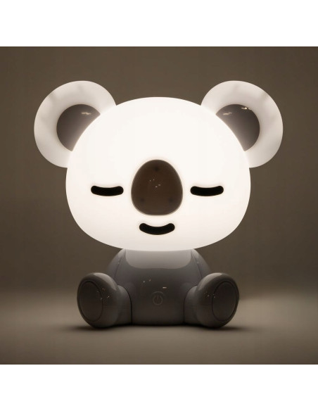 Lampka nocna KOALA z LED, biała i szara, dziecięca lampka stołowa z przymkniętymi oczami, 3W, 93 lumeny.