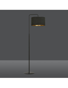 Elegancka lampa stojąca HILDE LP1 BL z welurowym abażurem i złotym wnętrzem, 150 cm, idealna do nowoczesnych wnętrz 2