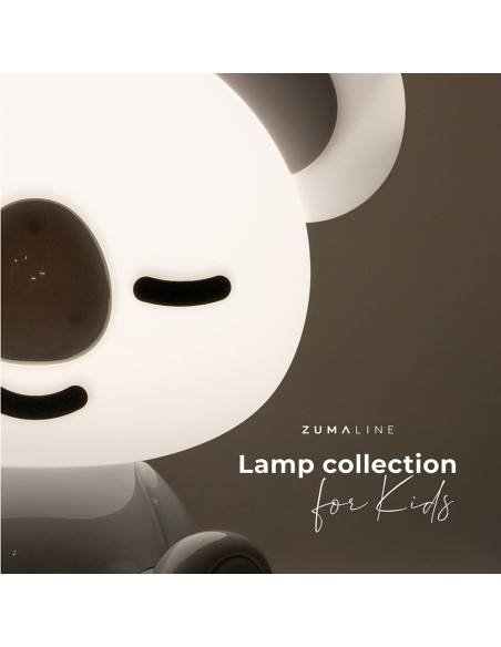 Lampka nocna KOALA z LED, biała i szara, dziecięca lampka stołowa z przymkniętymi oczami, 3W, 93 lumeny.