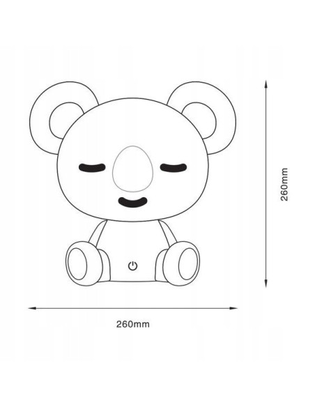 Lampka nocna KOALA z LED, biała i szara, dziecięca lampka stołowa z przymkniętymi oczami, 3W, 93 lumeny.