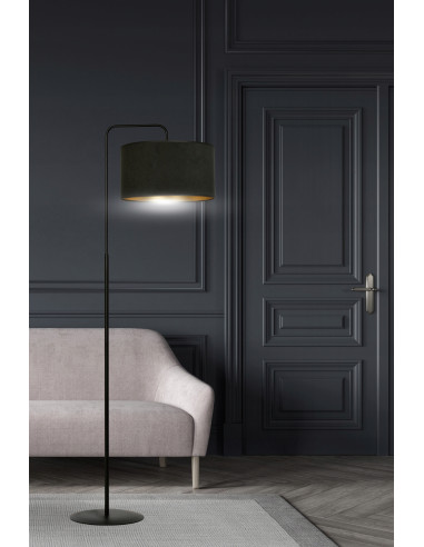 Elegancka lampa stojąca HILDE LP1 BL z welurowym abażurem i złotym wnętrzem, 150 cm, idealna do nowoczesnych wnętrz