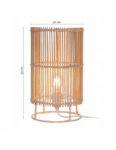 Lampa stołowa EDIN w stylu karaibskim z drewna i bambusa - eleganckie oświetlenie do sypialni i wnętrz.