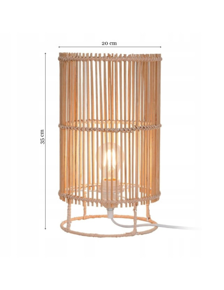 Lampa stołowa EDIN w stylu karaibskim z drewna i bambusa - eleganckie oświetlenie do sypialni i wnętrz.