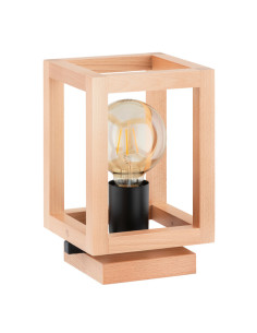 Lampa stołowa PAKO DREWNIANA E27 - nowoczesny design do sypialni i salonu w beżowym, brązowym lub czarnym kolorze