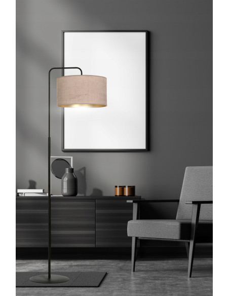 Lampa wisząca HILDE LP1 BL z welurowym kloszem i czarną ramą - elegancka dekoracja do salonu i jadalni