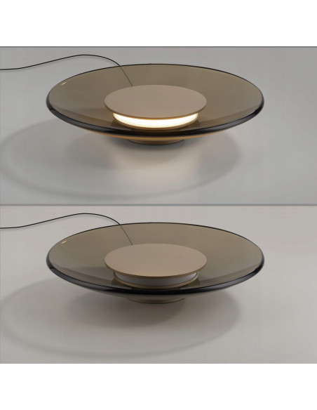 Lampa stołowa PURE MOON - nowoczesne LED w bursztynowym kolorze, stworzona dla eleganckich wnętrz