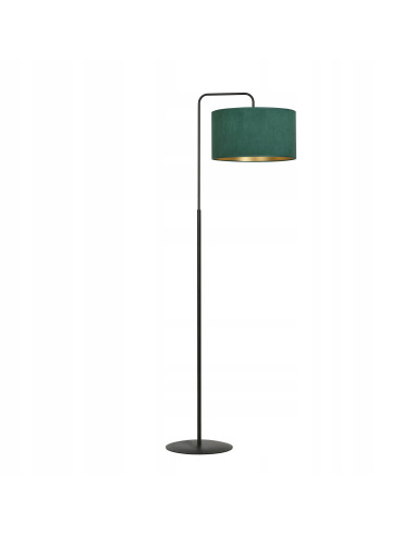 Elegancka lampa podłogowa HILDE LP1 BL w zielonym z abażurem welurowym, idealna do biura i nowoczesnych wnętrz.