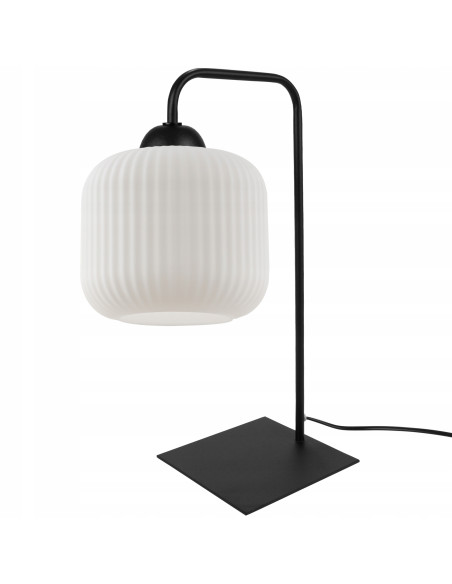 Lampka nocna RIFFLE - minimalistyczna lampa stołowa w kolorze czarnym, 40 cm, E27, idealna do sypialni i biura.