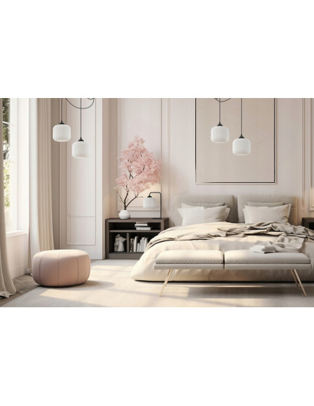 Lampka nocna RIFFLE - minimalistyczna lampa stołowa w kolorze czarnym, 40 cm, E27, idealna do sypialni i biura.