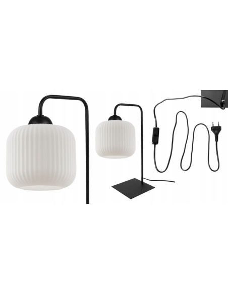 Lampka nocna RIFFLE - minimalistyczna lampa stołowa w kolorze czarnym, 40 cm, E27, idealna do sypialni i biura.