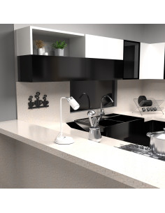 Lampa biurkowa JOKER w skandynawskim stylu, biały metal, elegancka szyja łabędzia, idealna do biura i nowoczesnych wnętrz. 2