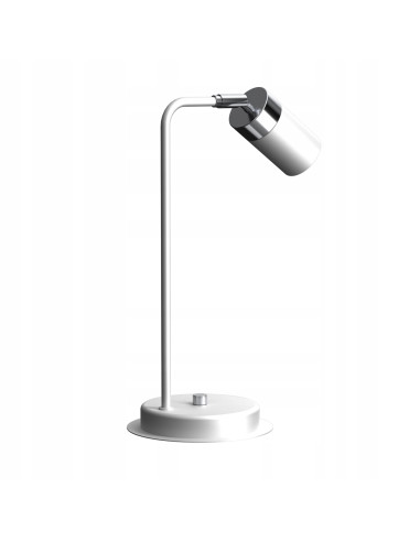 Lampa biurkowa JOKER w skandynawskim stylu, biały metal, elegancka szyja łabędzia, idealna do biura i nowoczesnych wnętrz.