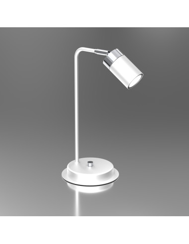 Lampa biurkowa JOKER w skandynawskim stylu, biały metal, elegancka szyja łabędzia, idealna do biura i nowoczesnych wnętrz.
