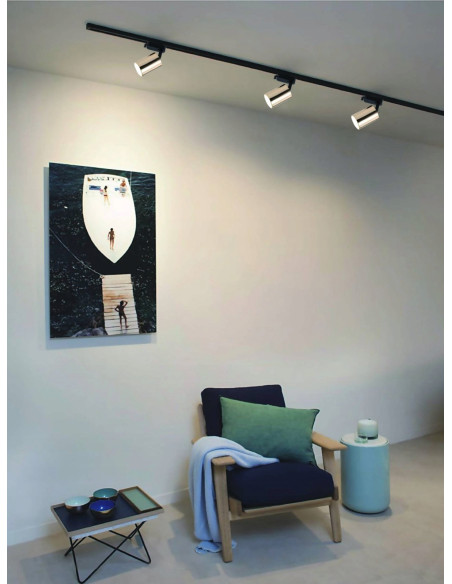 Lampa wisząca Kika Track Bianco/Złoto - nowoczesny reflektor do jadalni, sypialni i pokoju dziecięcego w minimalistycznym stylu.