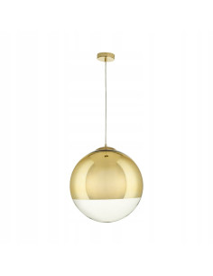 Lampa wisząca FLASH z półprzezroczystym kloszem w kolorze złotym, 40 cm – elegancja do salonu i wnętrz komercyjnych.