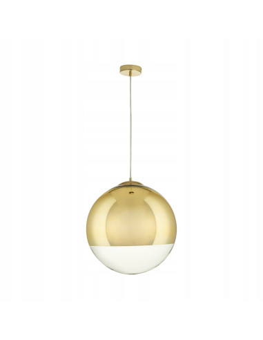 Lampa wisząca FLASH z półprzezroczystym kloszem w kolorze złotym, 40 cm – elegancja do salonu i wnętrz komercyjnych.