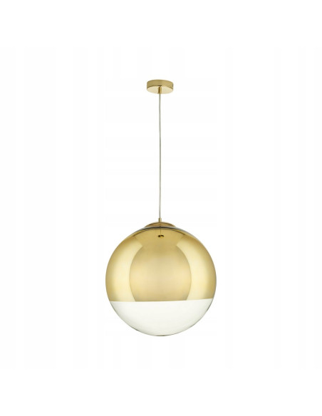 Lampa wisząca FLASH z półprzezroczystym kloszem w kolorze złotym, 40 cm – elegancja do salonu i wnętrz komercyjnych.