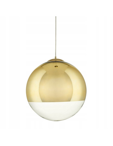 Lampa wisząca FLASH z półprzezroczystym kloszem w kolorze złotym, 40 cm – elegancja do salonu i wnętrz komercyjnych.