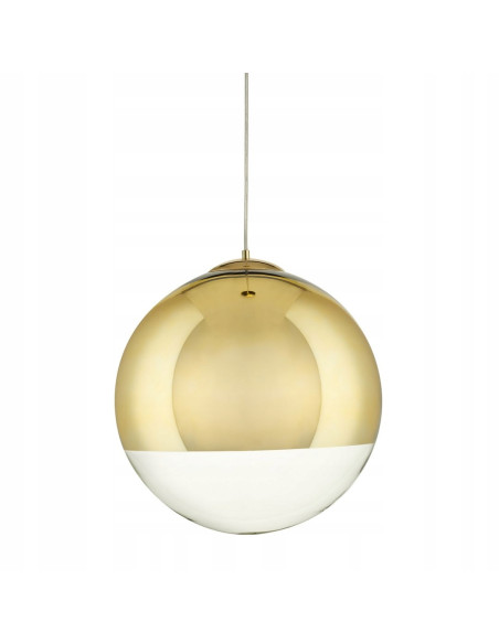 Lampa wisząca FLASH z półprzezroczystym kloszem w kolorze złotym, 40 cm – elegancja do salonu i wnętrz komercyjnych.