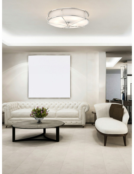 Lampa sufitowa Stesso PL Cromo L - 6-punktowa, biała i srebrna, nowoczesny design do eleganckich wnętrz