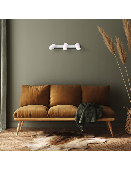 Plafon sufitowy Snow z regulowanymi reflektorami GU10, biały metal, 3 źródła światła do kuchni i jadalni