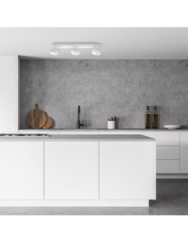 Plafon sufitowy Snow z regulowanymi reflektorami GU10, biały metal, 3 źródła światła do kuchni i jadalni