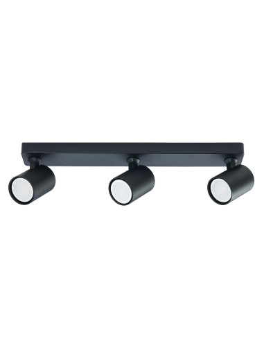 Czarna listwa sufitowa Snow 3 z regulowanymi reflektorami GU10 do eleganckich wnętrz - wysoka jakość i nowoczesny design.