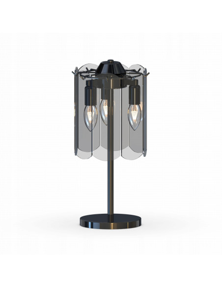 Lampa stołowa NIRA – elegancki dizajn z czarnego metalu i szkła do nowoczesnych wnętrz w sypialni i salonie.