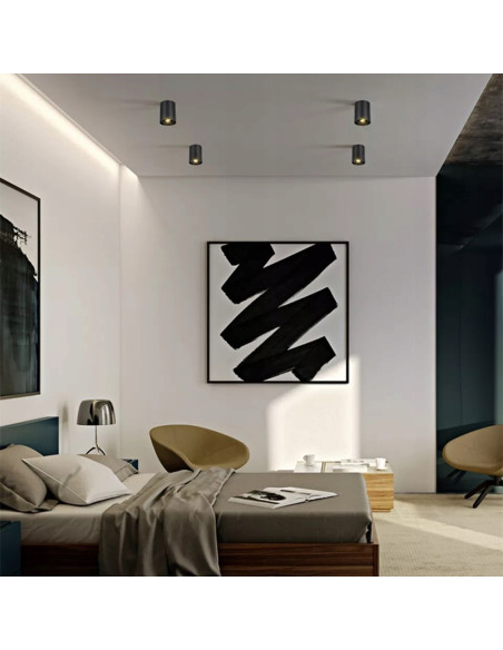 Elegancka lampa sufitowa tuba GU10 10cm w minimalistycznym stylu, idealna do sypialni i jadalni, kolor biały