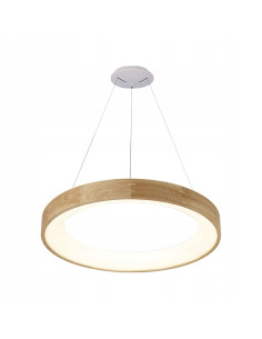 Lampa sufitowa SILVAM 30W LED, drewniana i akrylowa, okrągła, beżowo-biała, nowoczesna do jadalni i salonu
