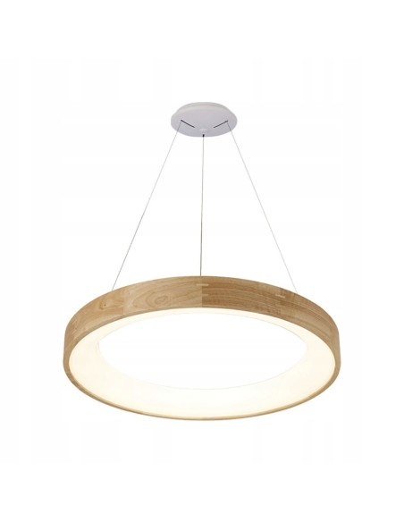 Lampa sufitowa SILVAM 30W LED, drewniana i akrylowa, okrągła, beżowo-biała, nowoczesna do jadalni i salonu