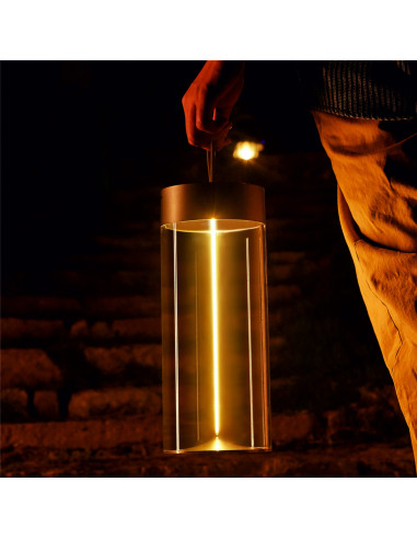 Akumulatorowa lampka nocna ESTERNO z ściemniaczem, szara, stylowy design do domu i ogrodu, IP54.