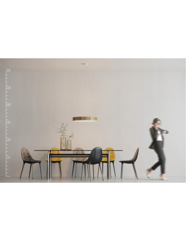 Lampa sufitowa SILVAM 30W LED, drewniana i akrylowa, okrągła, beżowo-biała, nowoczesna do jadalni i salonu