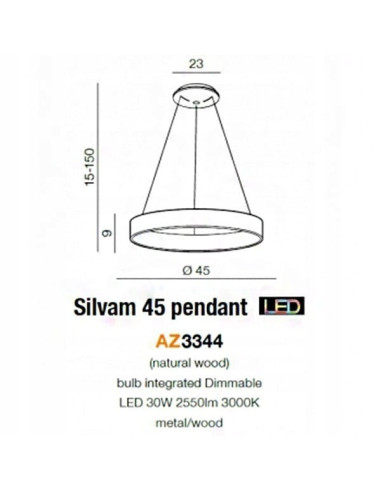 Lampa sufitowa SILVAM 30W LED, drewniana i akrylowa, okrągła, beżowo-biała, nowoczesna do jadalni i salonu