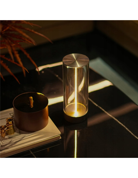 Nowoczesna przenośna lampa LED Esterno z USB, ściemniacz dotykowy, wodoodporna, 100 lumenów, szary/przezroczysty