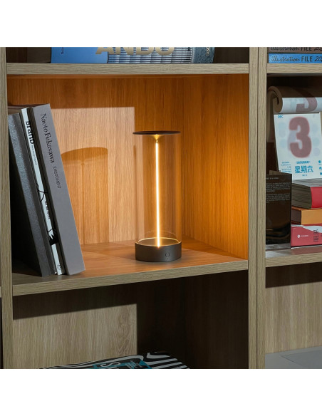 Nowoczesna przenośna lampa LED Esterno z USB, ściemniacz dotykowy, wodoodporna, 100 lumenów, szary/przezroczysty