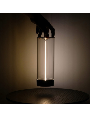 Nowoczesna przenośna lampa LED Esterno z USB, ściemniacz dotykowy, wodoodporna, 100 lumenów, szary/przezroczysty