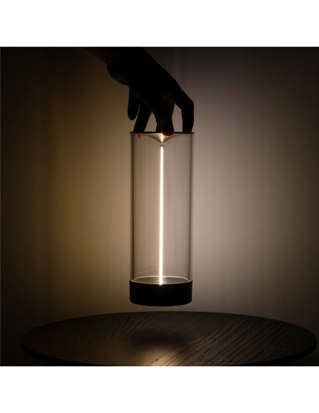 Nowoczesna przenośna lampa LED Esterno z USB, ściemniacz dotykowy, wodoodporna, 100 lumenów, szary/przezroczysty