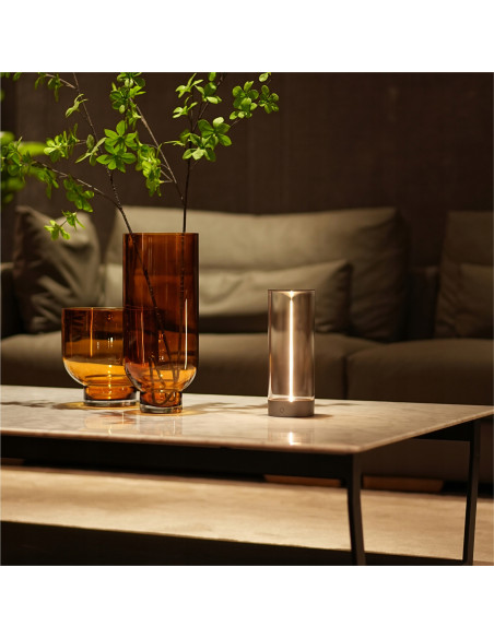 Nowoczesna przenośna lampa LED Esterno z USB, ściemniacz dotykowy, wodoodporna, 100 lumenów, szary/przezroczysty