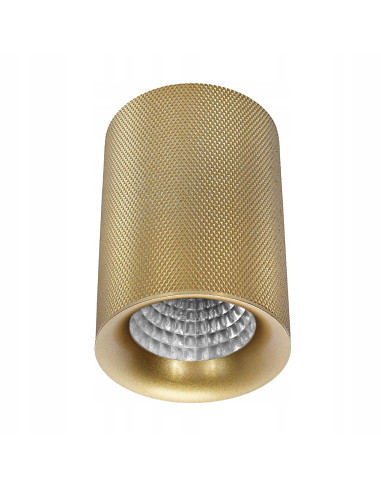 Elegancka natynkowa tuba GU10 w złotym kolorze, idealna do nowoczesnych wnętrz i hoteli, model KJ2186.