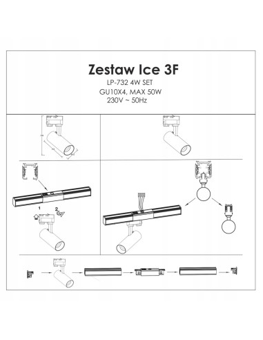Nowoczesny reflektor LED ICE z regulacją kąta, czarny, idealny do biura i eleganckich wnętrz domowych