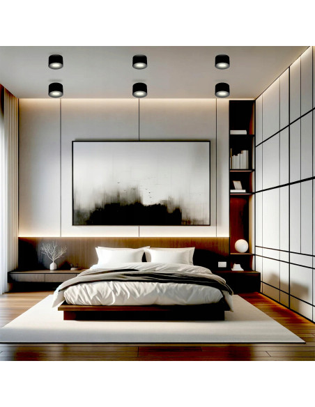 Nowoczesny czarny plafon LED PZE-922 10W 4000K do łazienki, kuchni i biura, energooszczędny i stylowy.