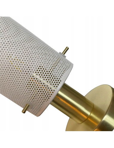 Lampa stołowa TIRANA z białym kloszem i złotymi akcentami – elegancka, nowoczesna lampa do biura i sypialni.