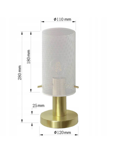 Lampa stołowa TIRANA z białym kloszem i złotymi akcentami – elegancka, nowoczesna lampa do biura i sypialni.